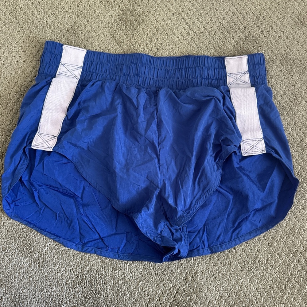 Free People Royal Blue Athletic Shorts with White Straps